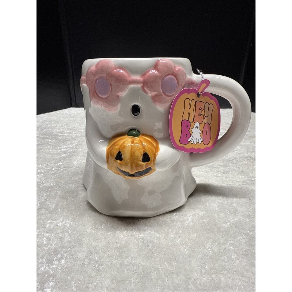 New PINK Sunday Morning Flower Sunglass Cappuccino Halloween Ghost Mug TikTok